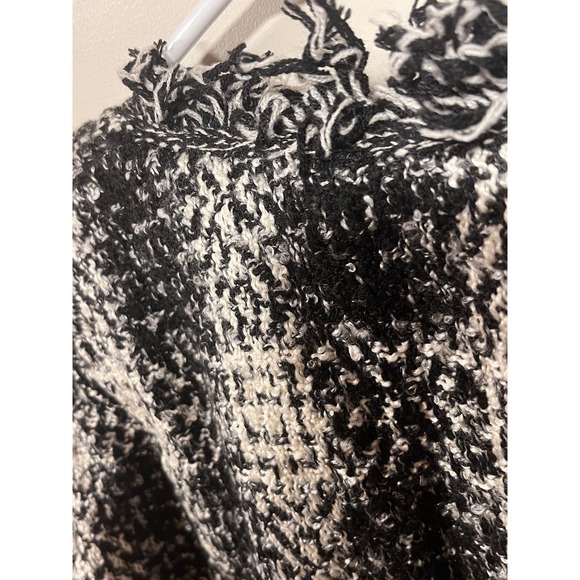 CAbi Carol Womens Lined Jacket/Blazer Black&White Tweed Plaid Fringe Trim Size 8 - Picture 14 of 14